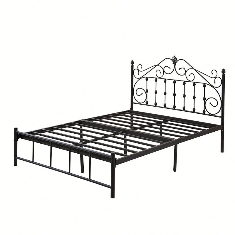 Black Queen Size Metal Pipe Bed Comfortable Tight Stable Without Shaking